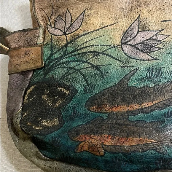 Vintage 1970’s Painted Leather Handbag - Picture 4 of 6